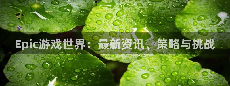 极悦娱乐注册开户：Epic游戏世界：最新资讯、策略与挑战